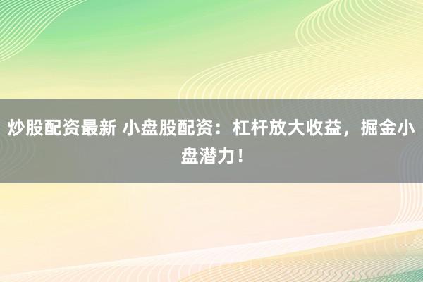 炒股配资最新 小盘股配资：杠杆放大收益，掘金小盘潜力！
