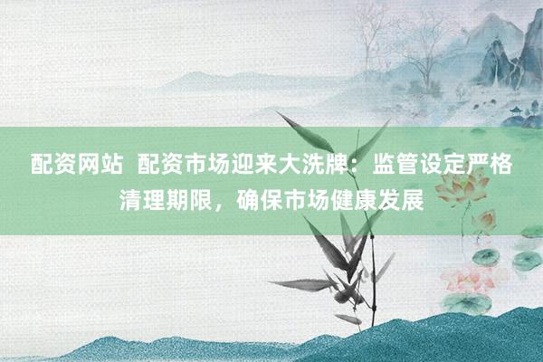 配资网站  配资市场迎来大洗牌：监管设定严格清理期限，确保市场健康发展