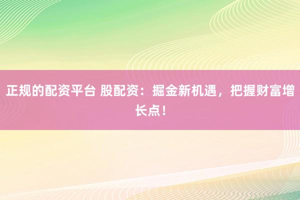 正规的配资平台 股配资：掘金新机遇，把握财富增长点！