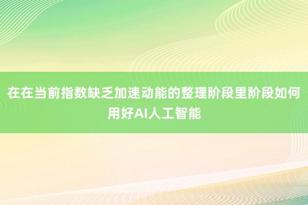 在在当前指数缺乏加速动能的整理阶段里阶段如何用好AI人工智能