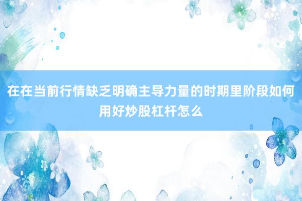 在在当前行情缺乏明确主导力量的时期里阶段如何用好炒股杠杆怎么