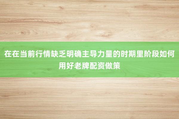 在在当前行情缺乏明确主导力量的时期里阶段如何用好老牌配资做策