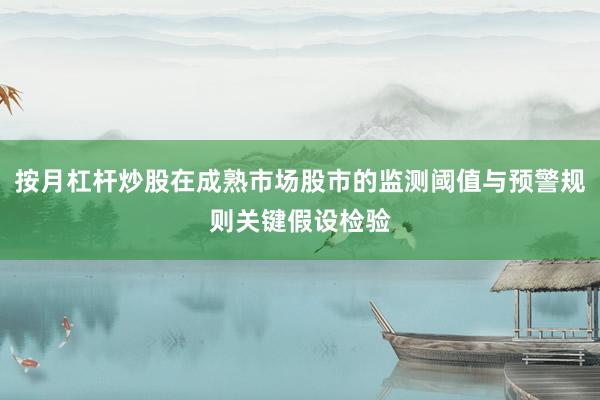 按月杠杆炒股在成熟市场股市的监测阈值与预警规则关键假设检验