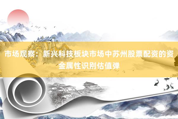 市场观察：新兴科技板块市场中苏州股票配资的资金属性识别估值弹
