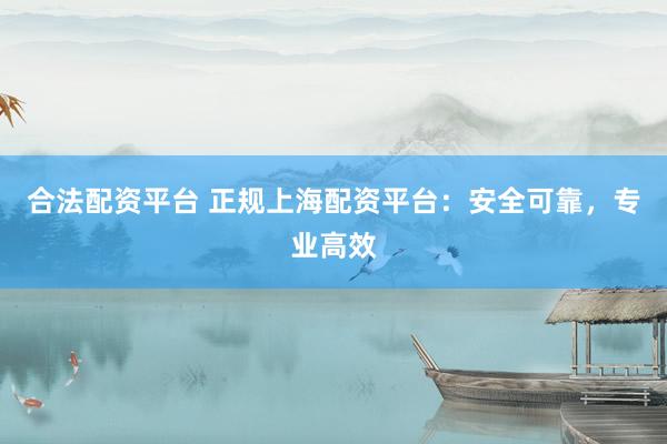 合法配资平台 正规上海配资平台：安全可靠，专业高效