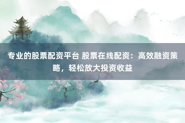专业的股票配资平台 股票在线配资：高效融资策略，轻松放大投资收益