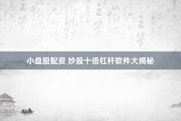 小盘股配资 炒股十倍杠杆软件大揭秘